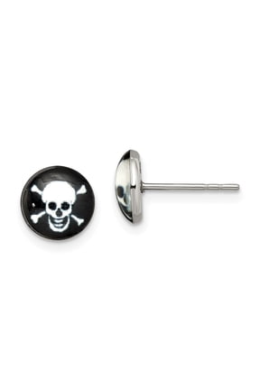 Chisel Stainless Steel Polished Skull Epoxy Post Earrings Stainless Steel Earrings