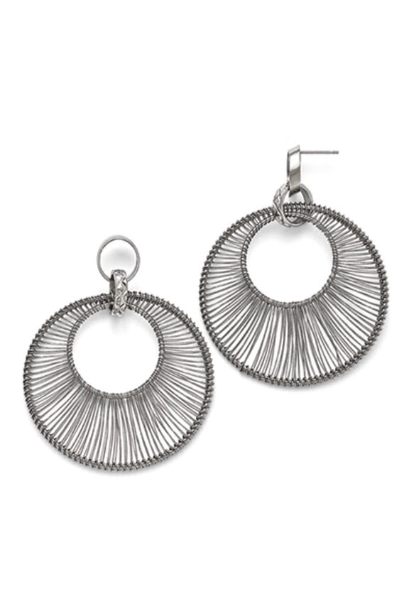 Stainless Steel Polished Wire Circle Post Long Drop Dangle Earrings Dangle Earring for Women