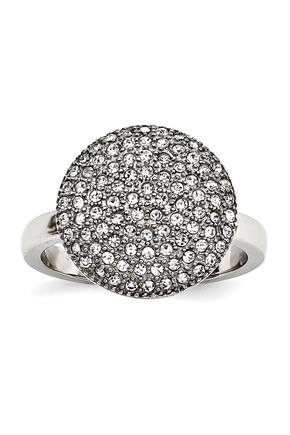 Chisel Stainless Steel Polished W/ Preciosa Crystal Circle Ring Size 7  Men