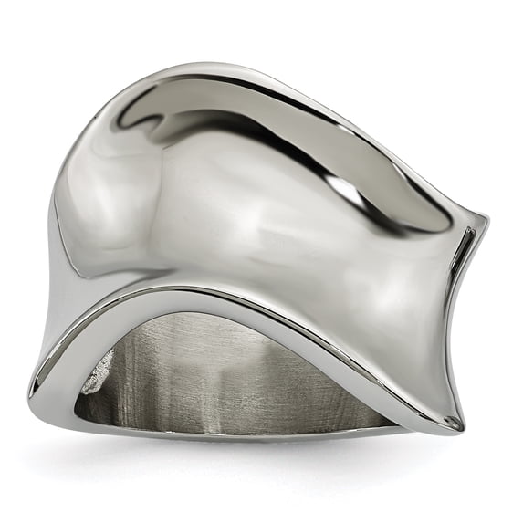 Chisel Stainless Steel Polished Wave Ring