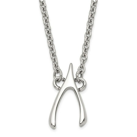 Chisel Stainless Steel Polished Wishbone Necklace