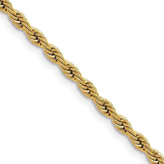 Chisel Stainless Steel Polished Yellow IP-plated 3mm 22 inch Rope Chain