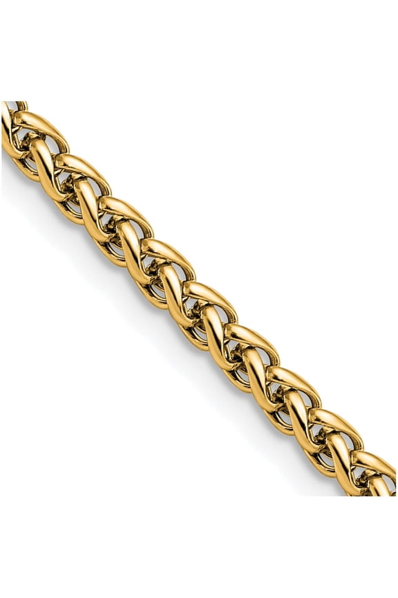 Stainless Steel Polished Yellow IP-plated 4mm 18 inch Wheat Chain