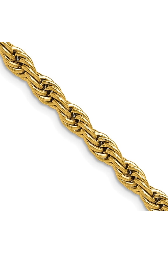 Stainless Steel Polished Yellow IP-plated 5mm 16 inch Rope Chain