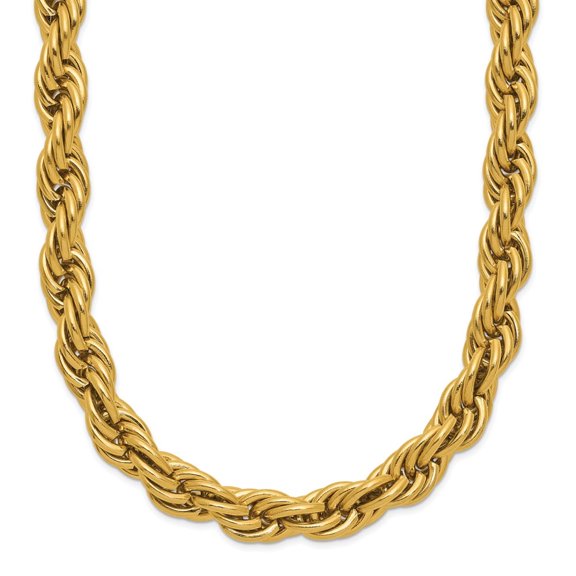 Chisel Stainless Steel Polished Yellow IP-plated 6mm Rope Chain 24 inch Necklace
