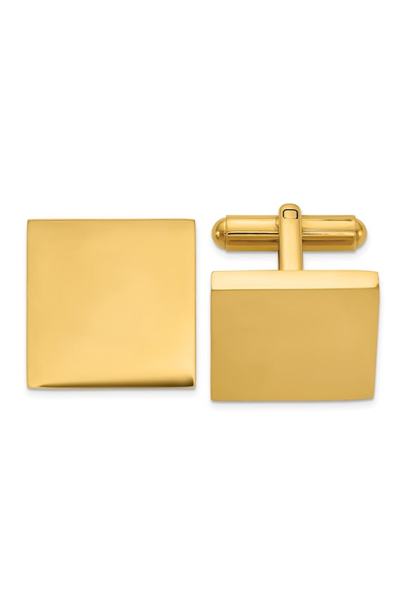 Stainless Steel Polished Yellow IP-plated Square Cuff Links