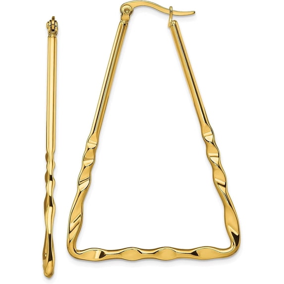 Chisel Stainless Steel Polished Yellow IP-plated Triangular Hoop Earrings - 54.5mm