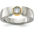 thumbnail image 1 of Chisel Stainless Steel Polished Yellow IP-plated with CZ Tapered Ring - Ring Size 10.0, 1 of 6