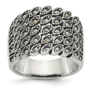Chisel  Stainless Steel Polished and Antiqued Marcasite Fashion Ring 9