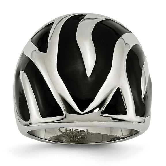 Chisel Stainless Steel Polished and Enameled Ring