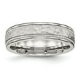 thumbnail image 1 of Chisel Stainless Steel Polished and Hammered 6mm Grooved Band, 1 of 7