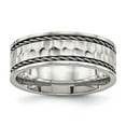 thumbnail image 1 of Chisel Stainless Steel Polished and Hammered 8mm Comfort Fit Band, 1 of 7