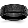 thumbnail image 1 of Chisel Stainless Steel Polished and Hammered Black IP-plated 8.2mm Beveled Edge Band - Ring Size 12.5, 1 of 8