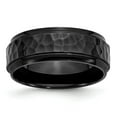 thumbnail image 1 of Chisel Stainless Steel Polished and Hammered Black IP-plated 8mm Beveled Edge Band, 1 of 7