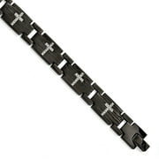 BLACK BOW JEWELRY COMPANY Chisel Stainless Steel Polished and Matte Black IP-plated with 1/4 carat Diamond 8.25 inch Bracelet