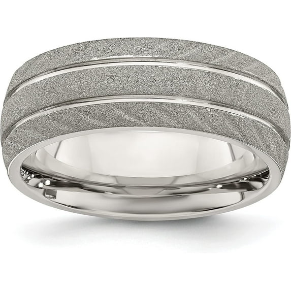 Chisel Stainless Steel Polished and Satin 8.2mm Band - Ring Size 12.5