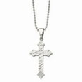 thumbnail image 1 of Chisel  Stainless Steel Polished and Satin Hammered Cubic Zirconia Cross Necklace, 1 of 4
