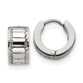 thumbnail image 1 of Chisel Stainless Steel Polished and Textured 5mm Hinged Hoop Earrings Stainless Steel Earrings, 1 of 3