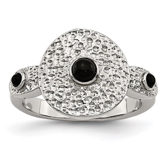 Chisel Stainless Steel Polished and Textured Black Onyx Ring
