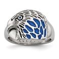 thumbnail image 1 of Chisel Stainless Steel Polished and Textured Blue Enamel Eagle Ring, 1 of 7