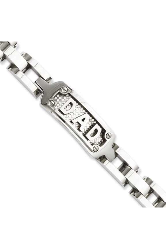 Chisel Stainless Steel Polished and Textured Dad Bracelet