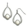 thumbnail image 1 of Chisel Stainless Steel Polished and Textured Mother of Pearl Dangle Shepherd Hook Earrings Stainless Steel Earrings, 1 of 1