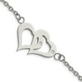 thumbnail image 1 of Chisel Stainless Steel Polished w/CZ Hearts 6.5in w/1.25in ext. Bracelet, 1 of 5