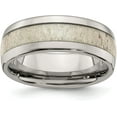thumbnail image 1 of Chisel Stainless Steel Polished with Antler Inlay 8.2mm Band - Ring Size 9.0, 1 of 6