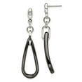 thumbnail image 1 of Chisel Stainless Steel Polished Black Ceramic CZ Dangle Post Earrings, 1 of 4