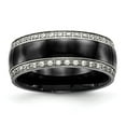 thumbnail image 1 of Chisel Stainless Steel Polished with Black Ceramic and CZ Ring, 1 of 7