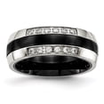 thumbnail image 1 of Chisel Stainless Steel Polished with Black Ceramic and CZ Ring, 1 of 7