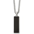 thumbnail image 1 of Chisel Stainless Steel Polished with Black Onyx Inlay Rectangle Pendant on a Curb Chain Necklace - 22", 1 of 4