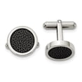thumbnail image 1 of Chisel Stainless Steel Polished with Black Stoving Varnish Circle Cufflinks, 1 of 2