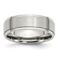 thumbnail image 1 of Chisel Stainless Steel Polished with Brushed Center 7mm Ridged Edge Band, 1 of 7