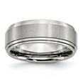 thumbnail image 1 of Chisel Stainless Steel Polished with Brushed Center 8mm Ridged Edge Band, 1 of 7