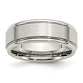 thumbnail image 1 of Chisel Stainless Steel Polished with Brushed Center 8mm Ridged Edge Band, 1 of 6