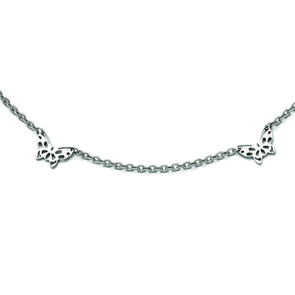 Chisel  Stainless Steel Polished with Butterfly Charms 9.5 inch Anklet Plus 1 inch Extension
