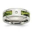 thumbnail image 1 of Chisel Stainless Steel Polished with CZ Printed Green Camo Under Rubber 8mm Band, 1 of 8