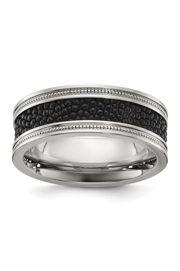Chisel Stainless Steel Polished with Genuine Stingray Textured 8mm Band