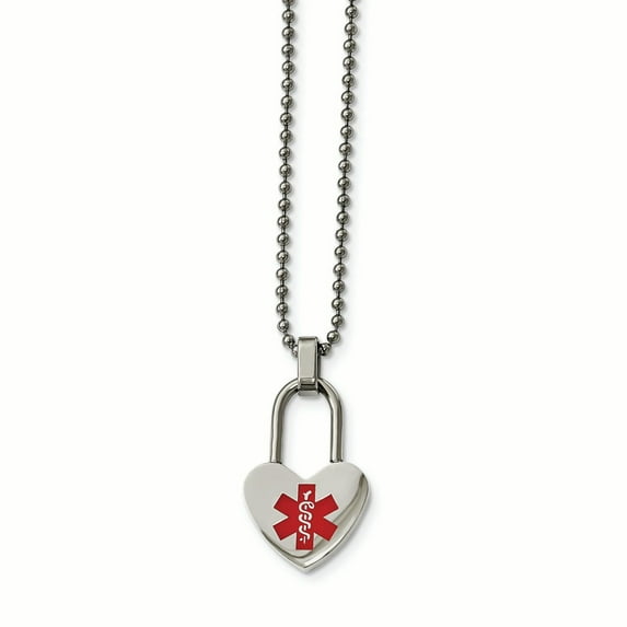 Chisel Stainless Steel Small Heart Medical Pendant Necklace
