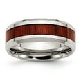 thumbnail image 1 of Chisel Stainless Steel Polished with Red Koa Wood Inlay Enameled 8mm Band, 1 of 7
