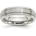 thumbnail image 1 of Chisel Stainless Steel Polished with Satin Center 6.2mm Grooved Edge Band - Ring Size 9.0, 1 of 8