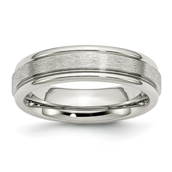 Chisel Stainless Steel Polished with Satin Center 6mm Grooved Edge Band