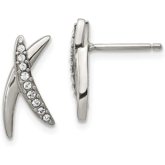 Chisel Stainless Steel Polished with Swarovski Crystals X Post Earrings - 13.75mm