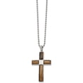 thumbnail image 1 of Chisel Stainless Steel Polished with Tiger's Eye Cross Pendant on a Ball Chain Necklace - 22", 1 of 5