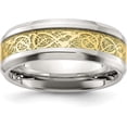 thumbnail image 1 of Chisel Stainless Steel Polished with Yellow IP-plated Inlay Design 8.2mm Band - Ring Size 11.0, 1 of 7