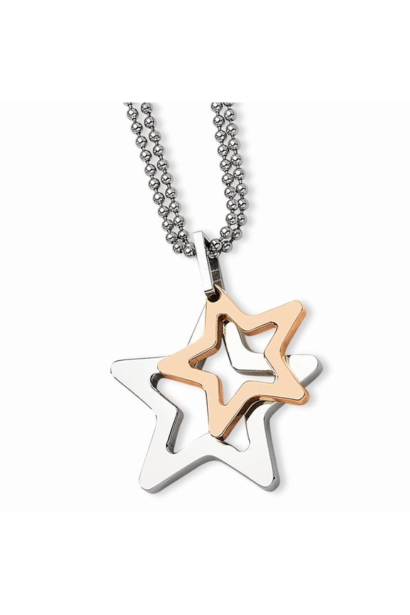 Chisel Stainless Steel & Rose IP-plated Stars Necklace