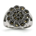 thumbnail image 1 of Chisel Stainless Steel Textured Flower Marcasite Ring, 1 of 7