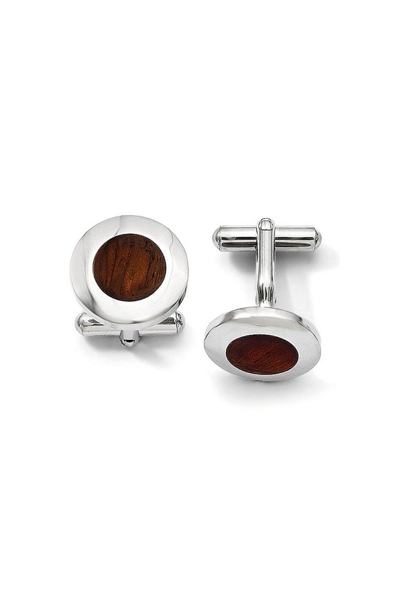 Stainless Steel Wood Inlay Cuff Links