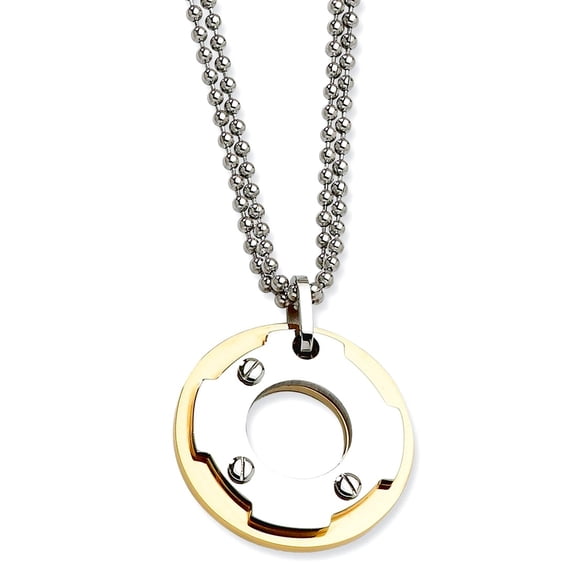 Chisel Stainless Steel Yellow IP-plated Circle Double Necklace